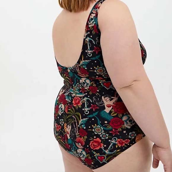 Torrid Tattoo Mesh One Piece Swimsuit - Picture 4 of 4